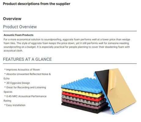 14-60kg/m3 πυκνότητα Modern Design Sound Absorption Foam για ηχομόνωση στούντιο